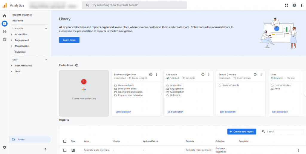 15. reports library. collections 1. customize ga4 reports