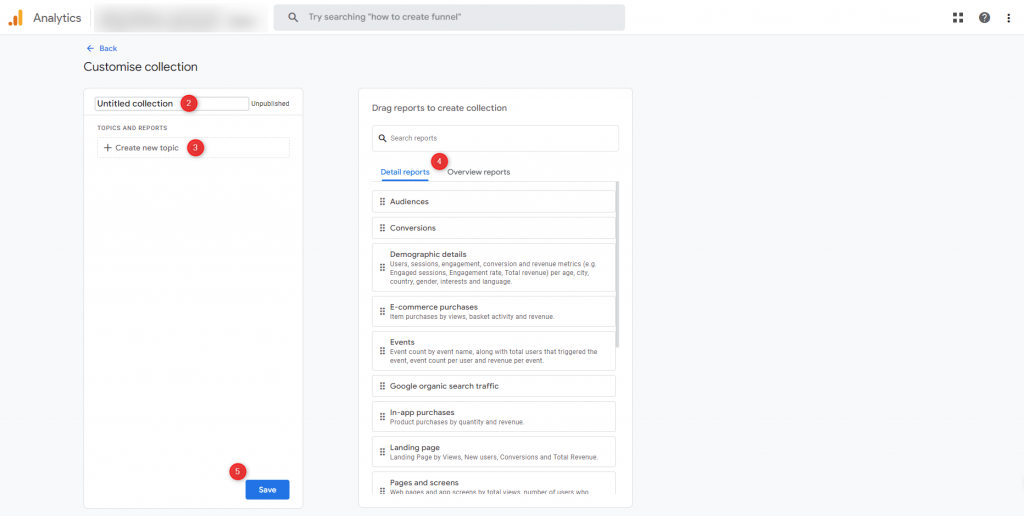 17. reports library. collections 3. customize ga4 reports