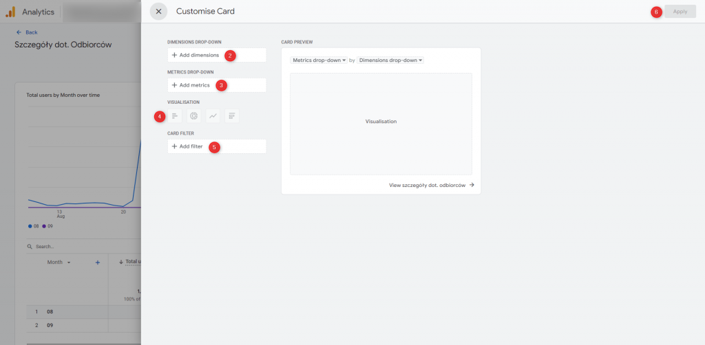 5. create new summary card 2. customize ga4 reports
