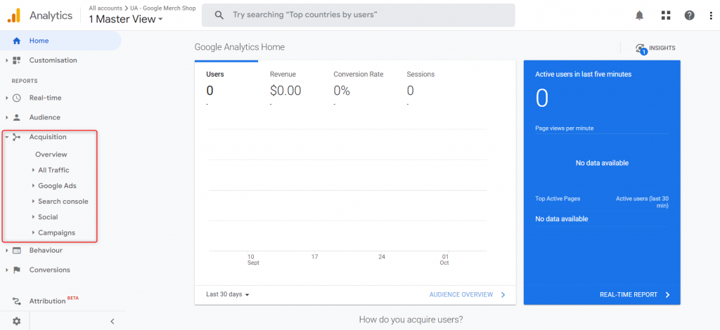 1. universal analytics acquisition reports