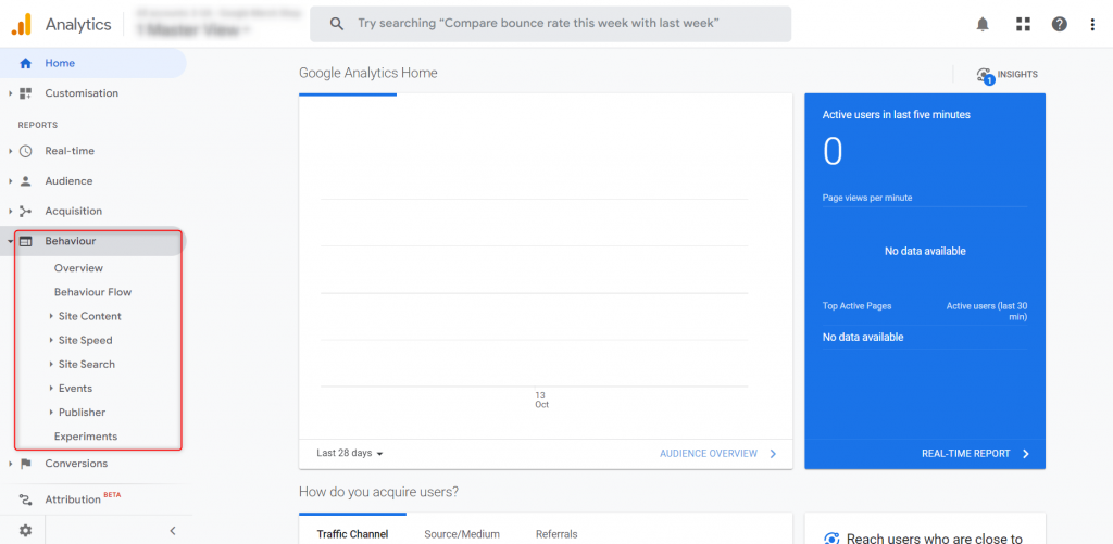 1. universal analytics behaviour reports