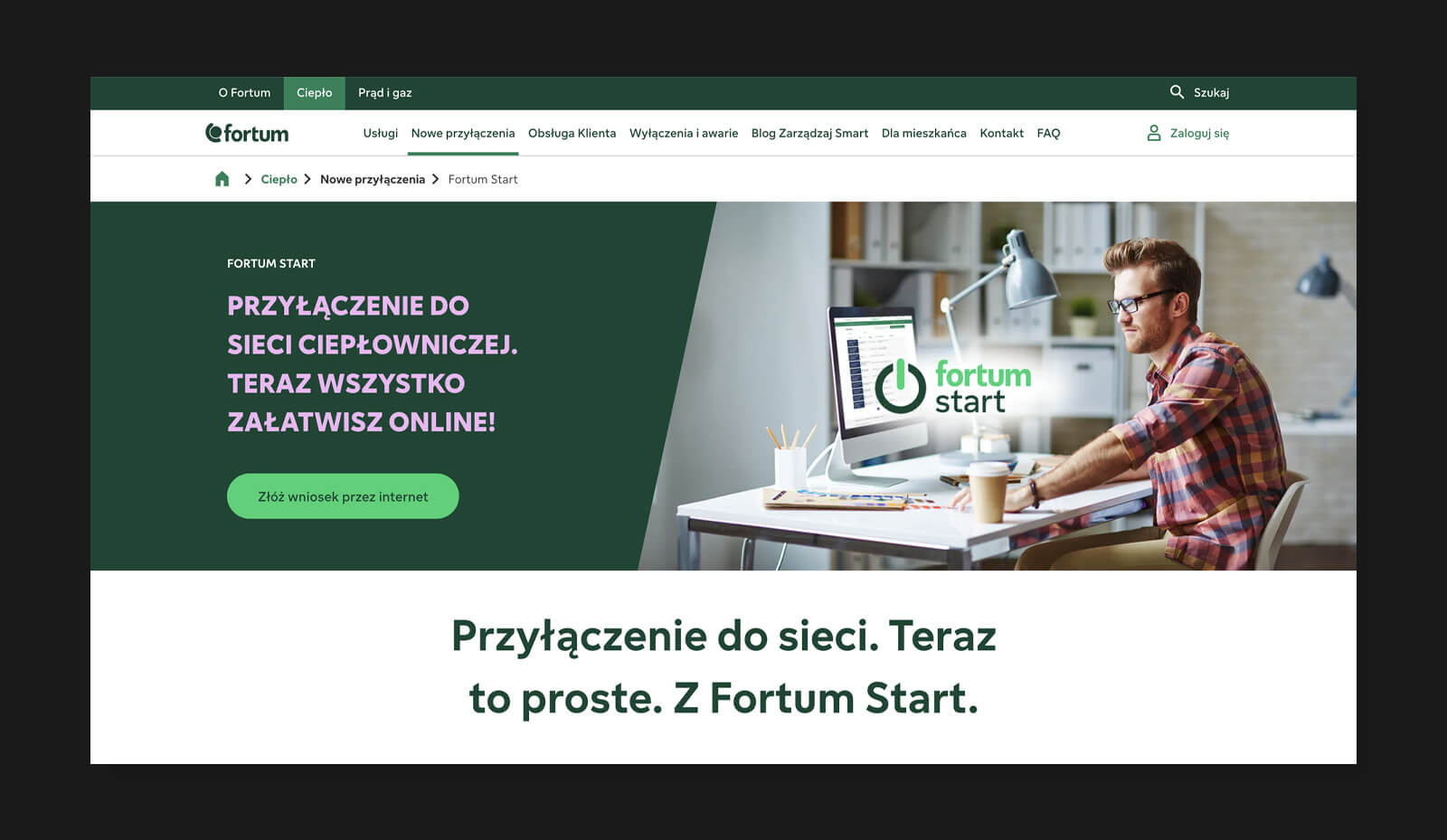 Makieta platformy Fortum Start do procesu przyłączenia do sieci ciepłowniczej