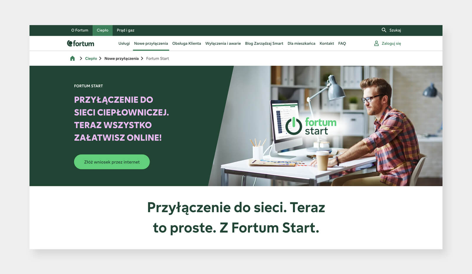 Makieta platformy Fortum Start do procesu przyłączenia do sieci ciepłowniczej